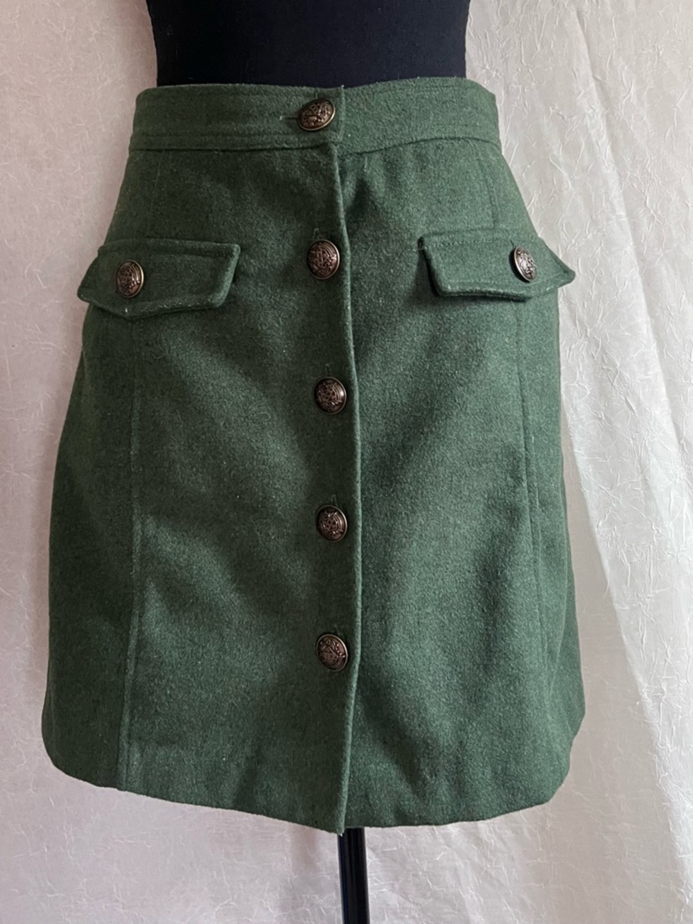 ModCloth Forest Green Button-Front fleece Mini Skirt